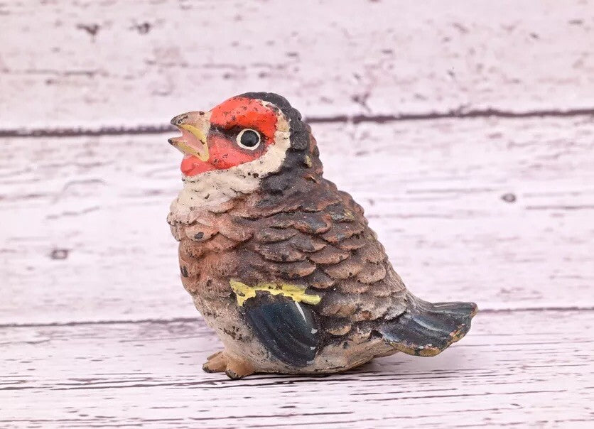 Super Cute Antique Austrian Vienna Cold Painted Bronze Figure of Goldfinch2