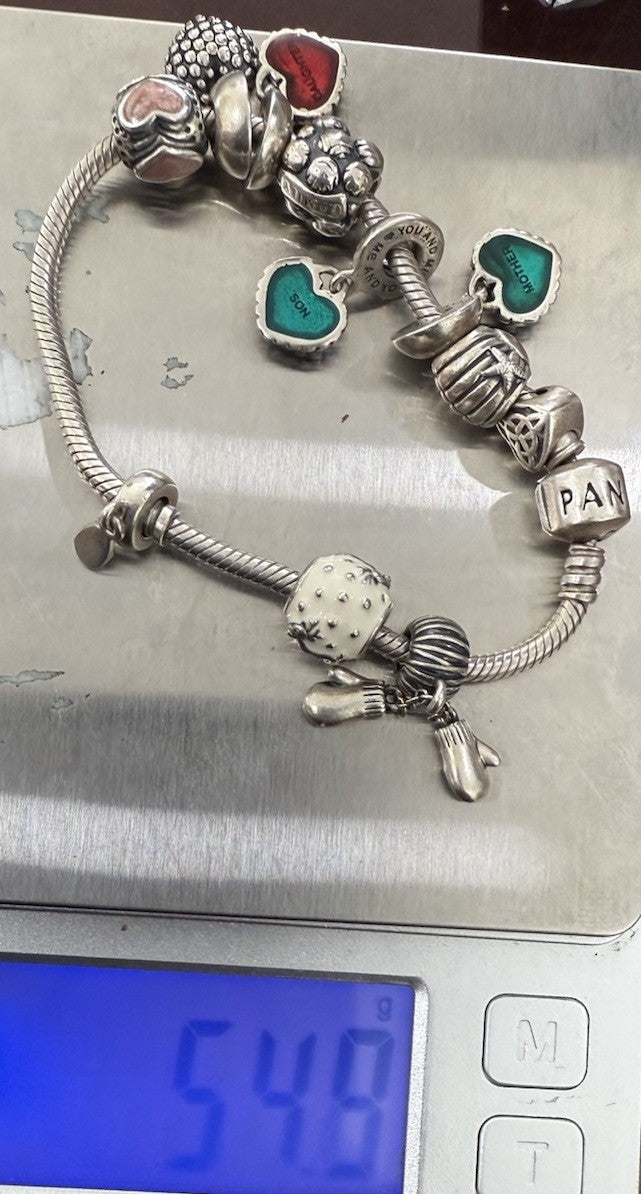 Beautiful Vintage Pandora Sterling Silver 925 Charm Bracelet4