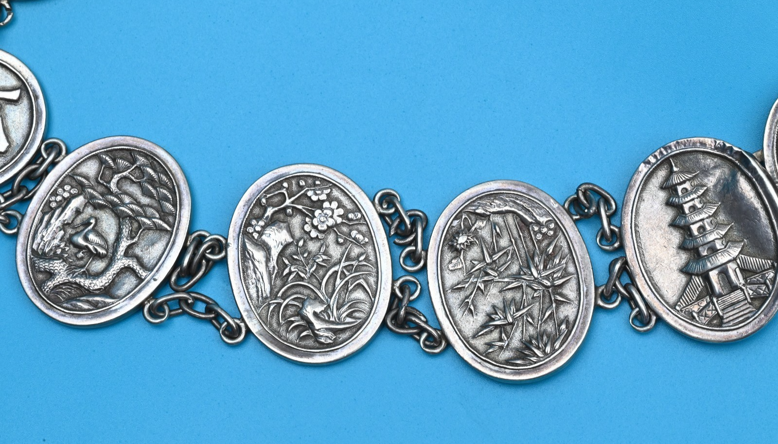 High Quality Antique 1900s Japanese Sterling Silver Grade Storyteller Belt2