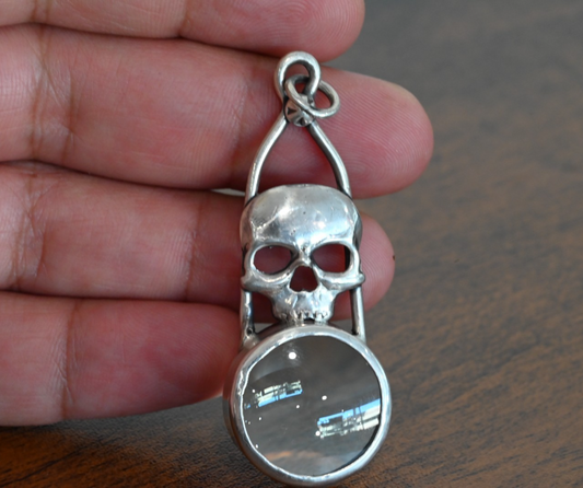 Sterling Silver Southwest Jewelers Loupe W/ Human Skull Design1