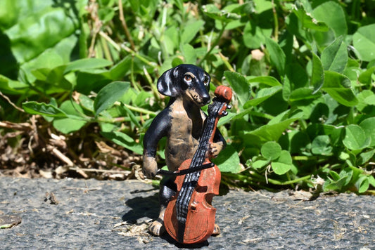 Fritz Bergmann  Austrian Vienna Cold Painted Bronze Musical Dachshund w/ Cello0