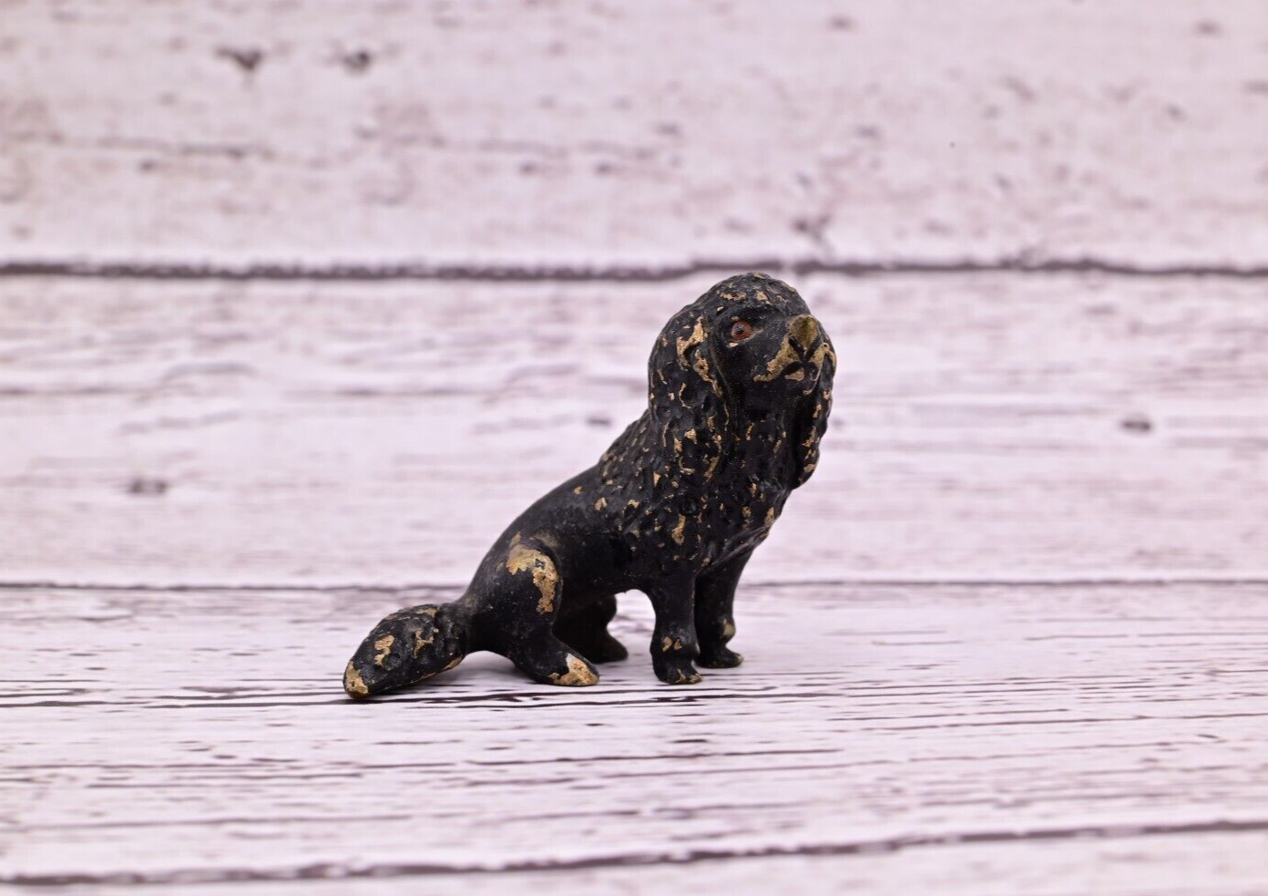 Antique Austrian Vienna Cold Painted Bronze Figure of Small Black Poodle1