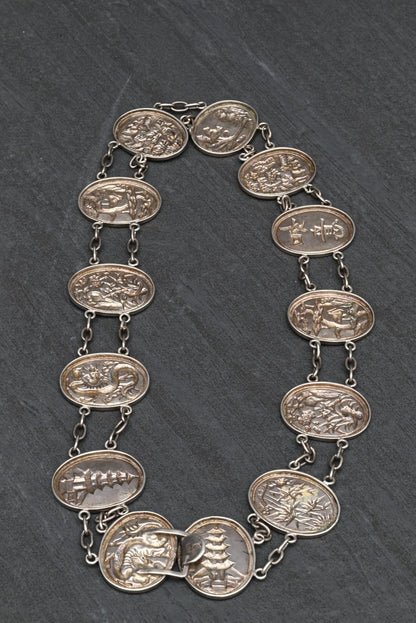 High Quality Antique 1900s Japanese Sterling Silver Grade Storyteller Belt12
