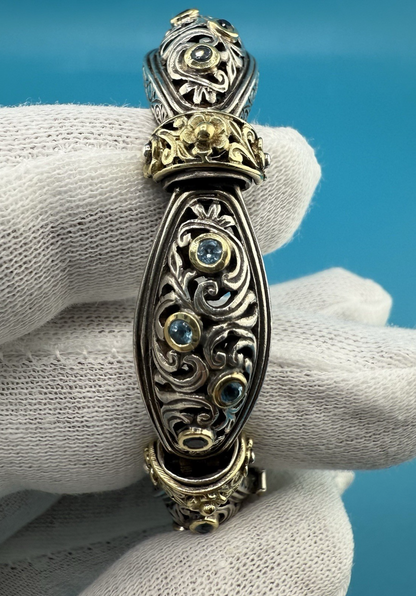 Stunning & Original Konstantino 750 (18K) & Sterling Bracelet with Blue Topaz3