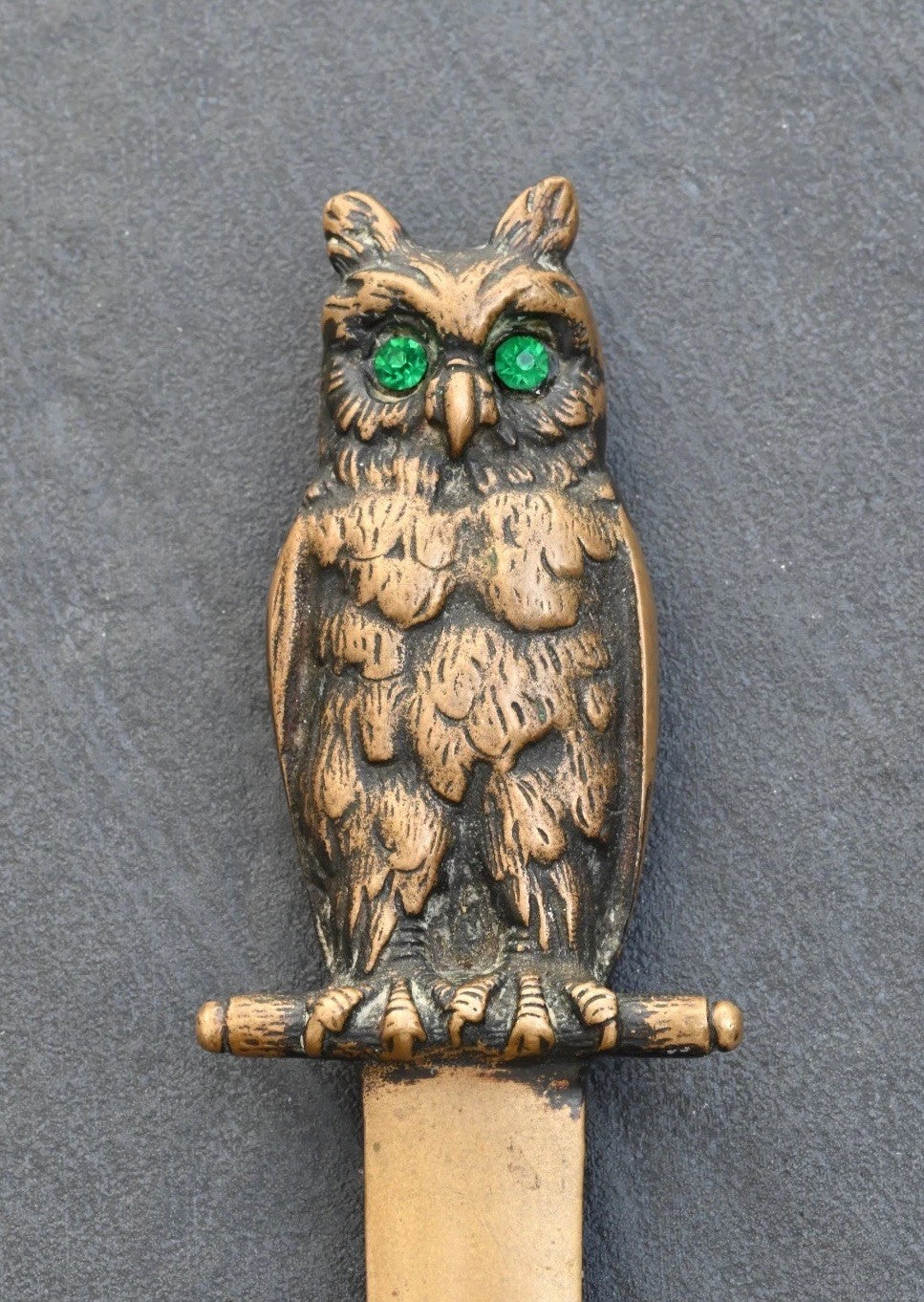 Antique 1900s Solid Bronze Owl Letter Opener Possibly Austrian or German2