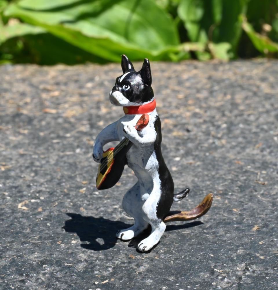 Austrian Vienna Cold Painted Bronze Figure of Boston Terrier Playing Mandolin2