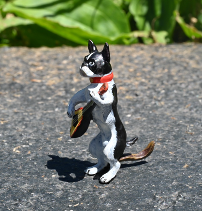 Austrian Vienna Cold Painted Bronze Figure of Boston Terrier Playing Mandolin2