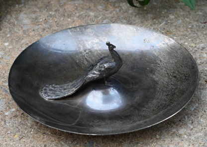Super Beautiful Antique Early 20th Century Sterling Silver Peacock Candy Dish1