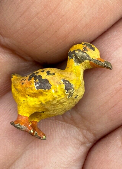 Cute Antique Austrian Vienna Cold Painted Bronze Figure of Yellow Duckling6