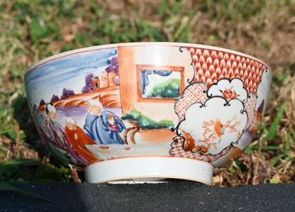 Authentic 18th C. Chinese Famille Rose "Mandarin" Palette Export Porcelain Bowl7