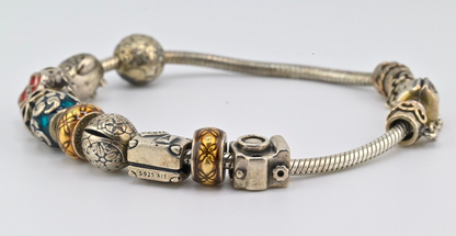 Original Vintage PANDORA Sterling Silver Charm Bracelet1