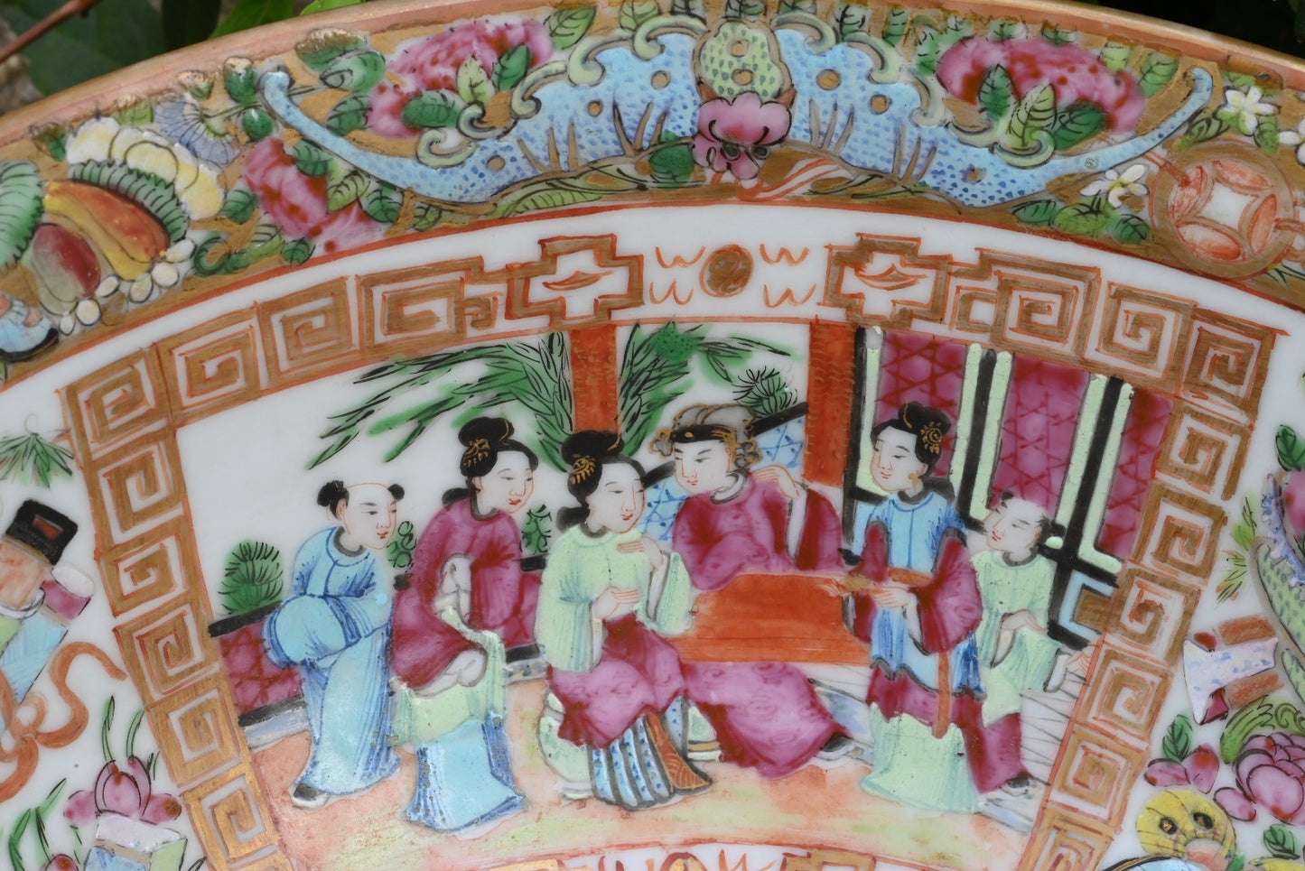 Genuine Chinese Antique 19th C. Hand Painted Rose Medallion Porcelain Punch Bowl4