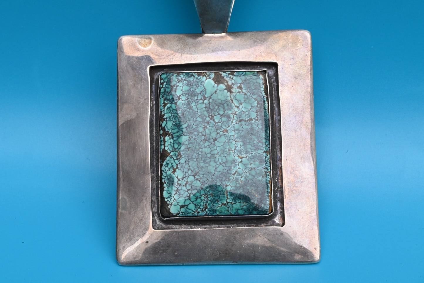 Lovely Sterling Silver Southwestern Turquoise Necklace Pendant Signed WS1