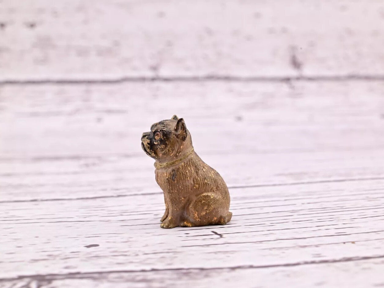 Super Tiny Antique Austrian Vienna Cold Painted Bronze Figure of Detailed Pug7