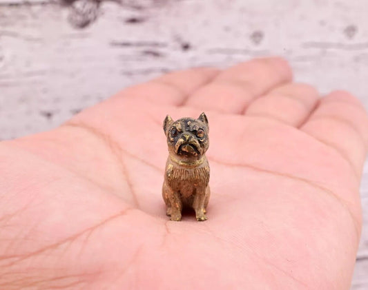 Super Tiny Antique Austrian Vienna Cold Painted Bronze Figure of Detailed Pug0