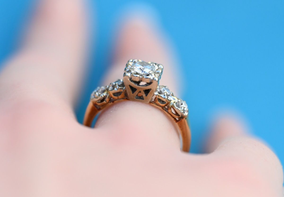 Superb Antique Early 1900s Natural Diamond & 14k Yellow Gold Ring9