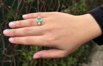 GIA Certified 2 Ct Colombian Emerald Ring with Antique Diamonds 18K Y- Gold8