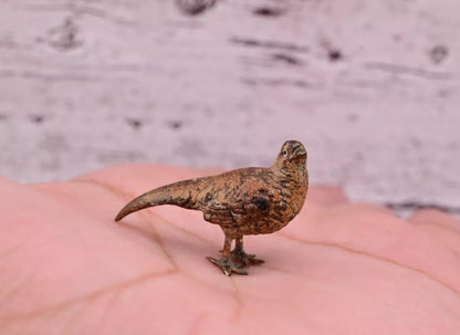 Amazing Antique Austrian Vienna Cold Painted Bronze Figure of Tiny Pheasant1