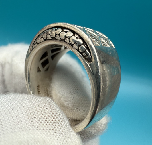 Awesome Michael Dawkins Sterling Silver & Diamond Checker Design Ring1