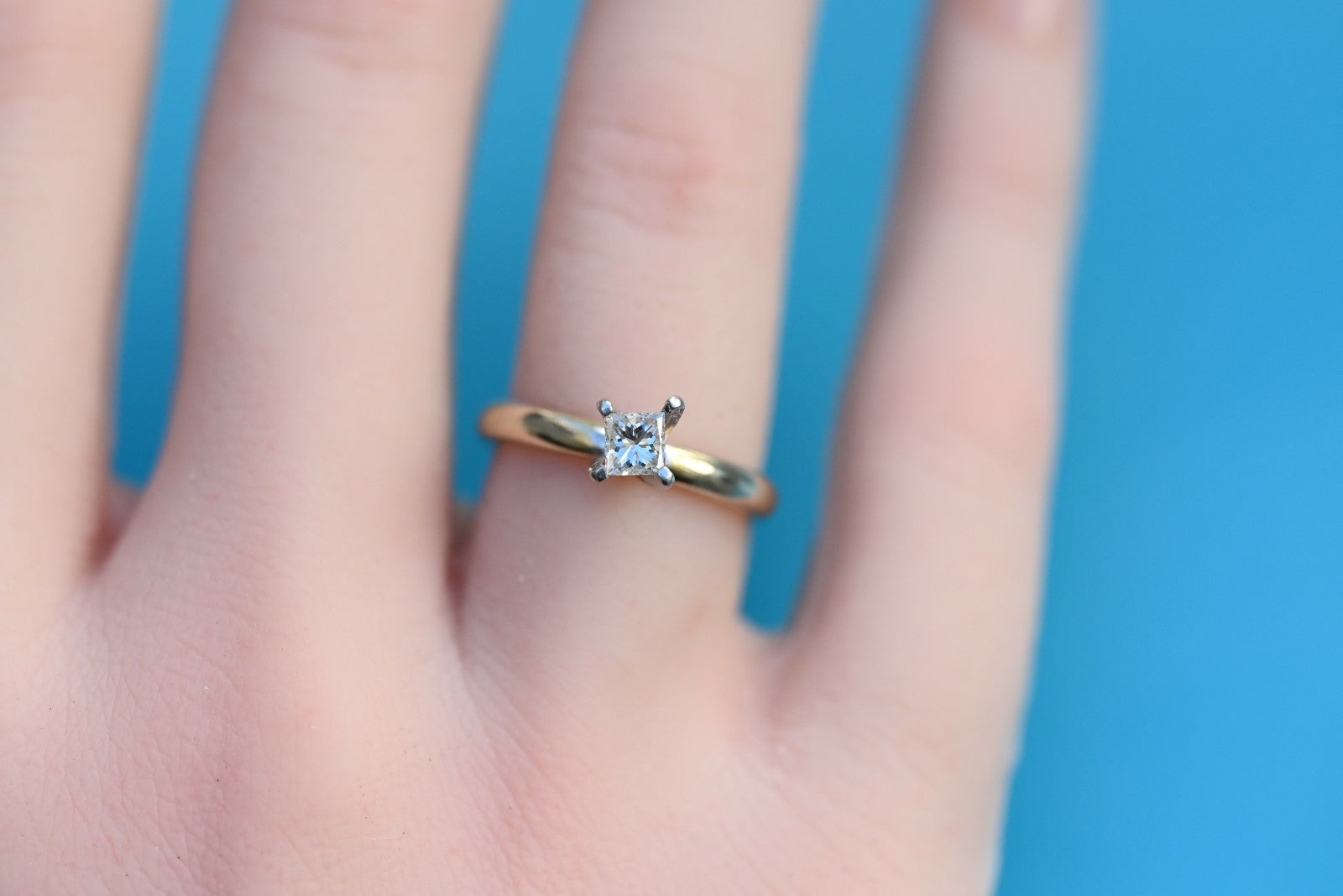 14K White Gold & Platinum  Princess Cut Diamond Solitaire Ring by Gordons4