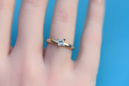 14K White Gold & Platinum  Princess Cut Diamond Solitaire Ring by Gordons4