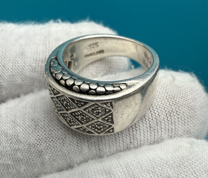 Awesome Michael Dawkins Sterling Silver & Diamond Checker Design Ring6