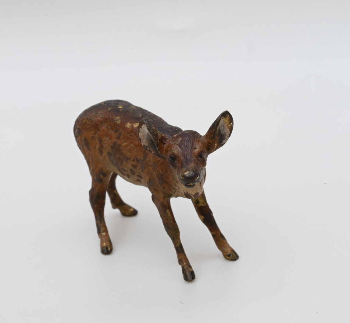 Life-Like Antique Austrian Vienna Cold Painted Bronze Figure of Brown Deer6