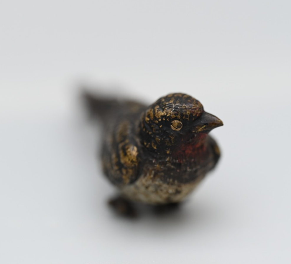 Antique 1900s Austrian Vienna Cold Painted Bronze Figure of Barn Swallow Bird4