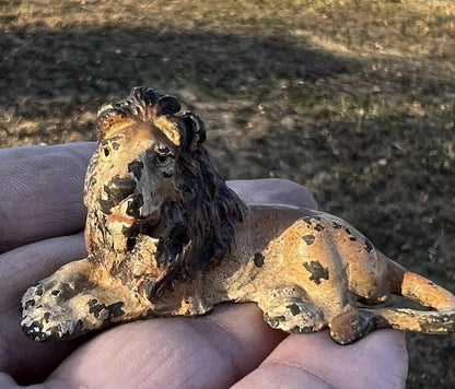 Antique Austrian Vienna Cold Painted Bronze Figure of Resting Lion5