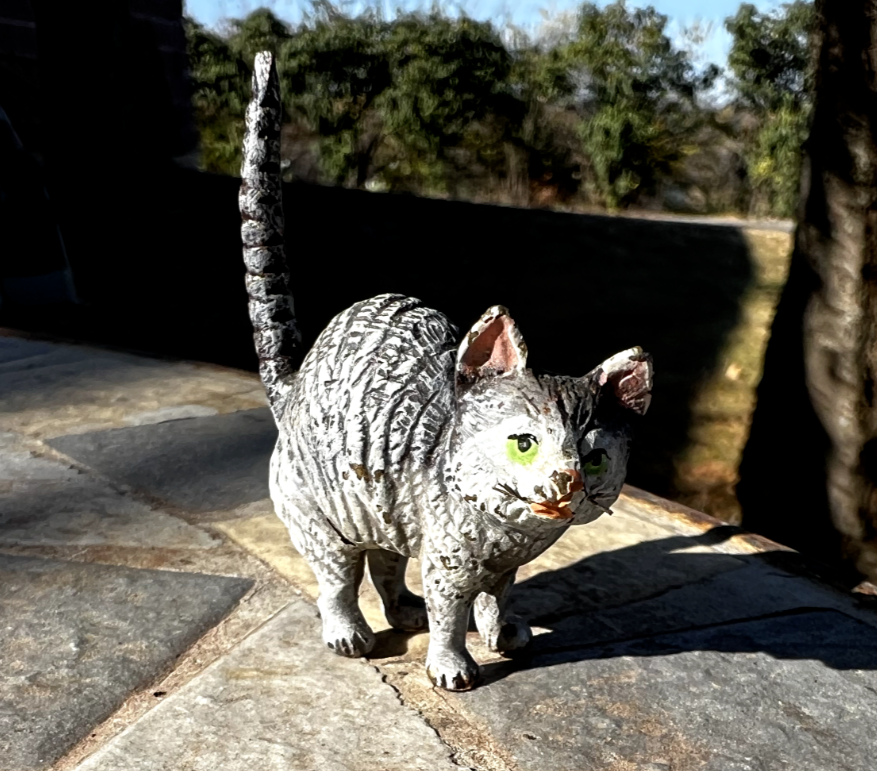 Small Antique Austrian Vienna Cold Painted Bronze Figure of Tom Cat6