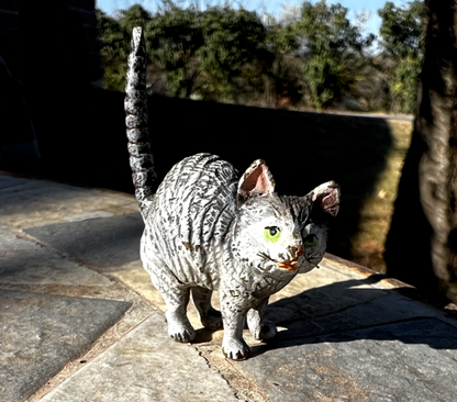 Small Antique Austrian Vienna Cold Painted Bronze Figure of Tom Cat6