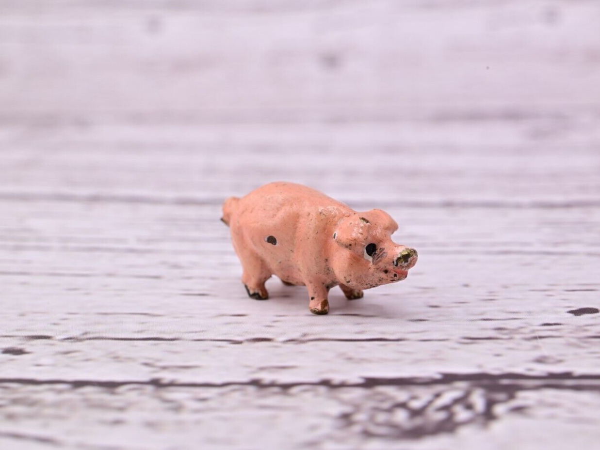 Super Tiny Antique Austrian Vienna Cold Painted Bronze Figure of Pink Pig4