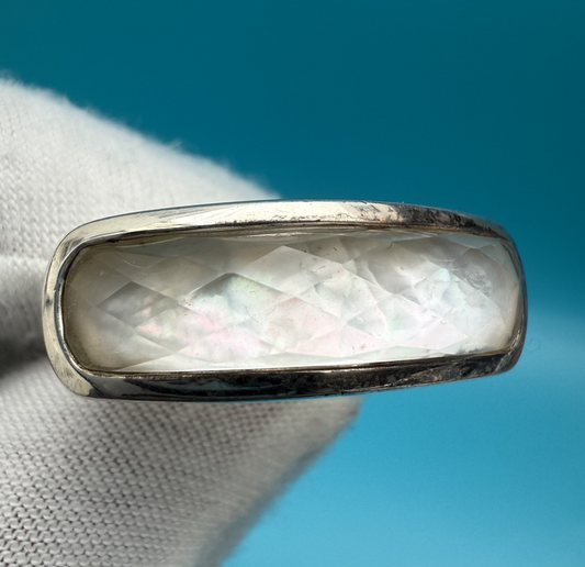 Vintage Robert Lee Morris Sterling Silver Ring w/ Mother of Pearl Doublet1