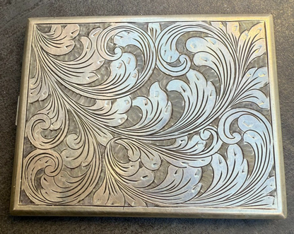 Amazing Antique 20th Century Etched .800/1000 Silver Cigarette / Card Holder0