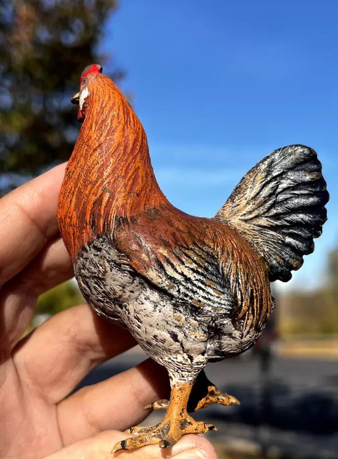 Large Antique Austrian Vienna Cold Painted Bronze Figure of Farm Hen Chicken6