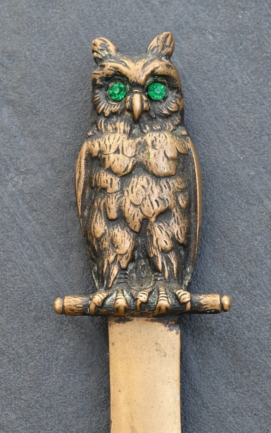 Antique 1900s Solid Bronze Owl Letter Opener Possibly Austrian or German3