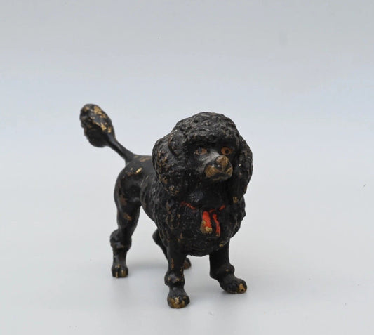 Gorgeous Antique Austrian Vienna Cold Painted Bronze Figure of Black Poodle Dog0