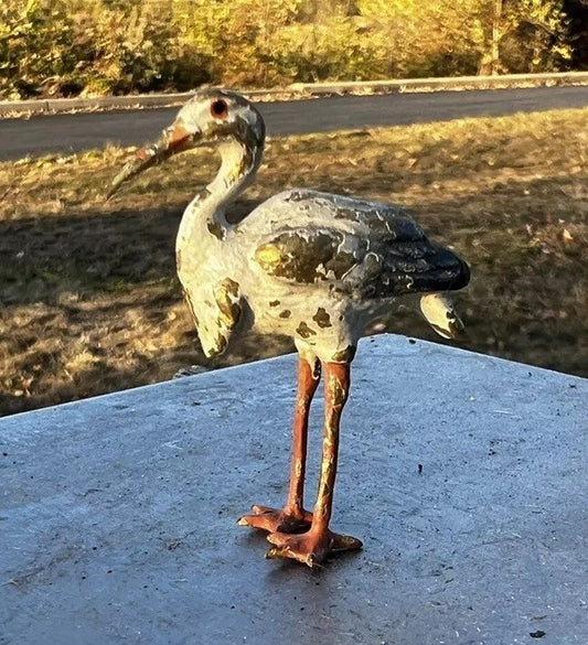 Antique Austrian Vienna Cold Painted Bronze Figure of Stork Bird1
