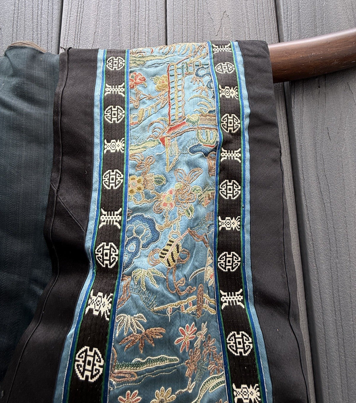 Early Antique Qing Dynasty Chinese Silk Embroidery Robe Butterflies & Flowers6