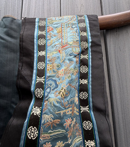 Early Antique Qing Dynasty Chinese Silk Embroidery Robe Butterflies & Flowers6
