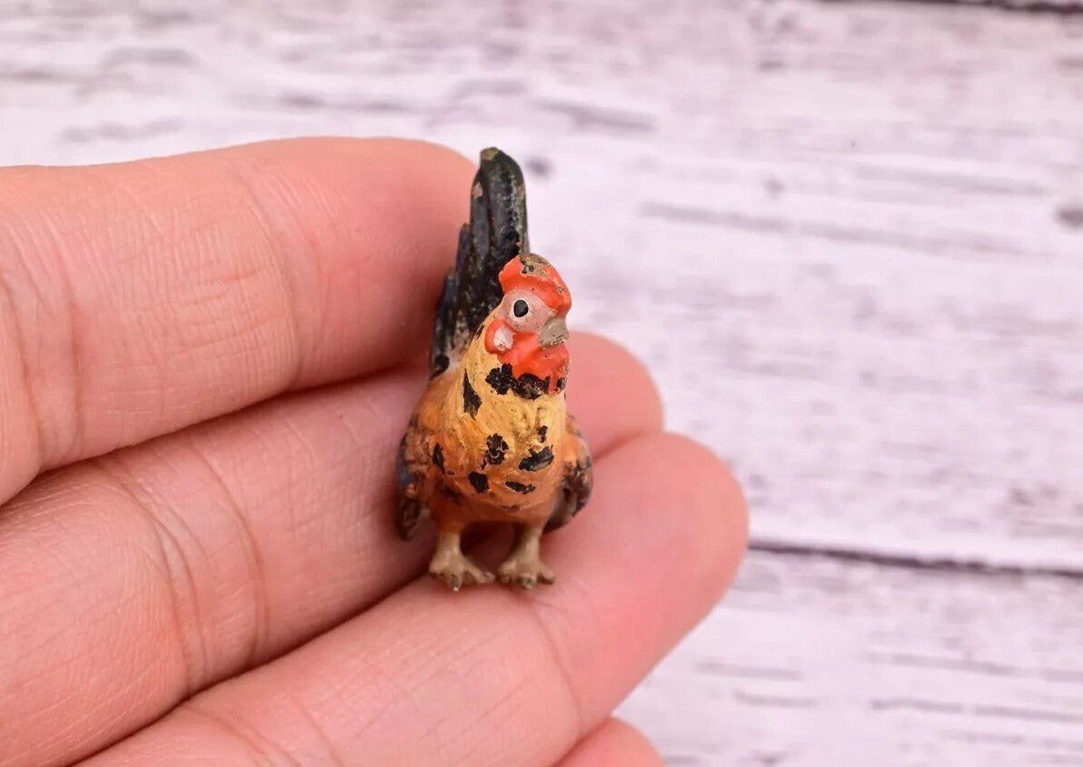Original Miniature Antique Austrian Vienna Cold Painted Bronze Cute Rooster2