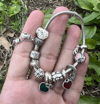 Beautiful Vintage Pandora Sterling Silver 925 Charm Bracelet3