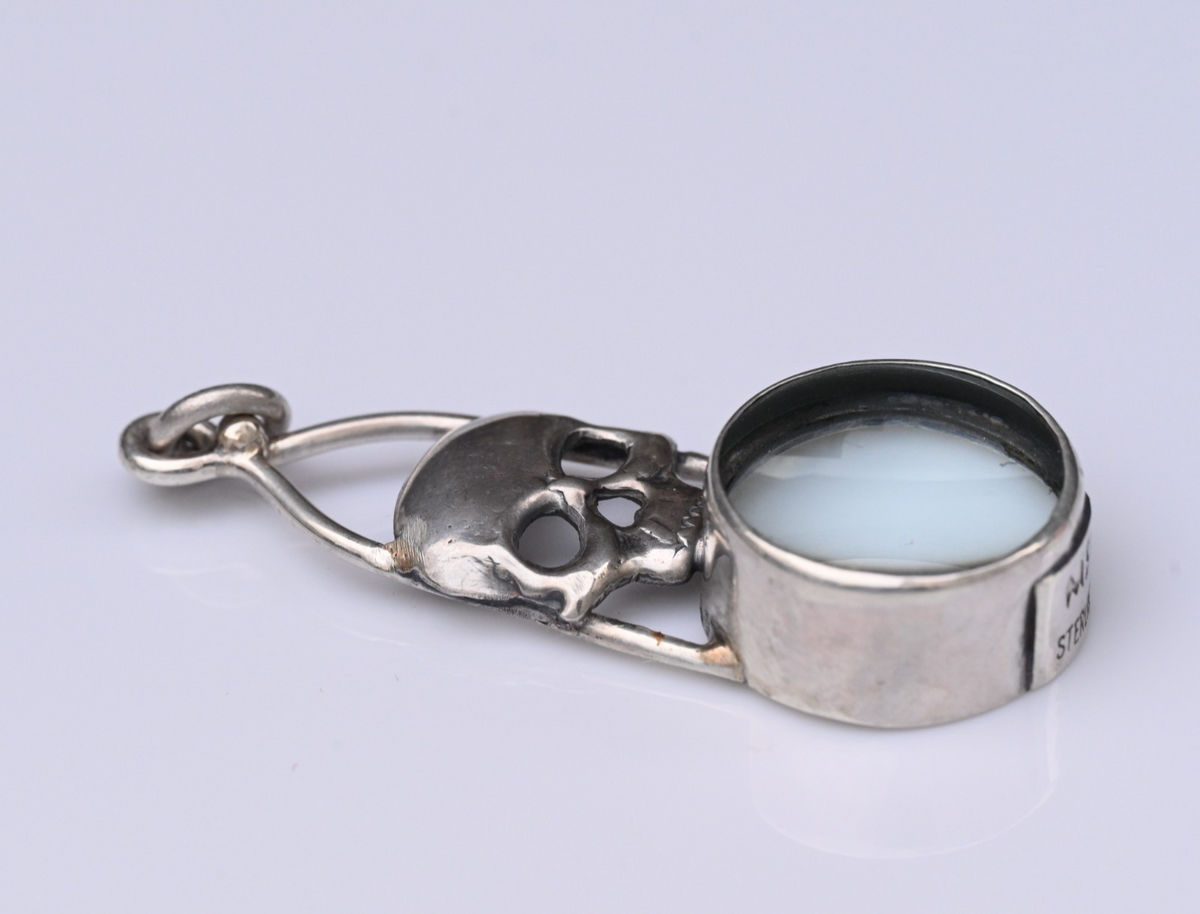 Signed MS Sterling Silver Southwest Jewelers Loupe W/ Human Skull Motif2