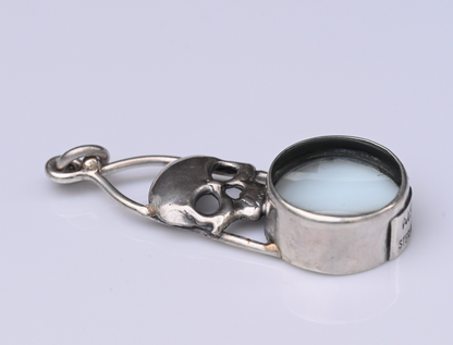 Signed MS Sterling Silver Southwest Jewelers Loupe W/ Human Skull Motif2