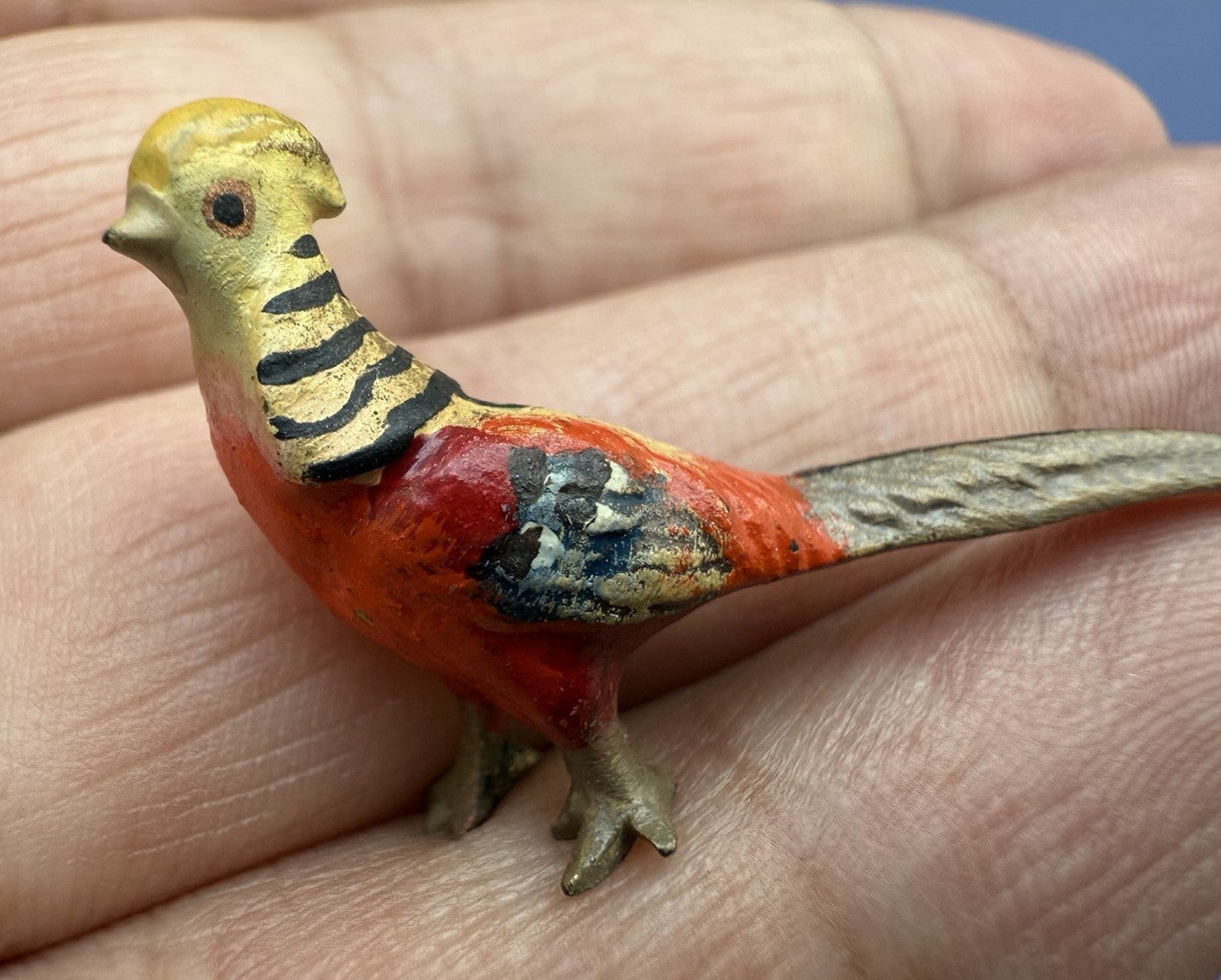 Small Antique Austrian Vienna Cold Painted Bronze Figure of Golden Pheasant7