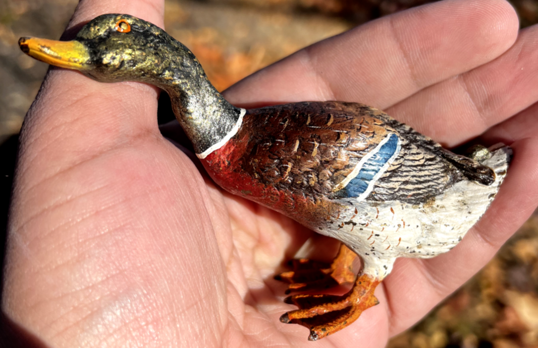 Gorgeous Antique Austrian Vienna Cold Painted Bronze Figure of Mallard Duck0