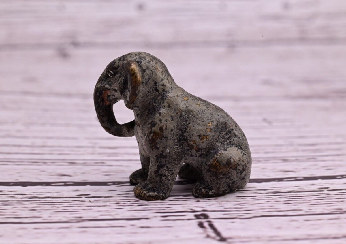 Antique Austrian Vienna Cold Painted Bronze Figure of Miniature Baby Elephant2