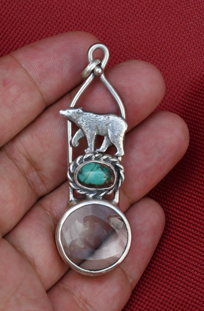 Cool Design Sterling Silver Southwest Jewelers Loupe W/ Turquoise & Bear5