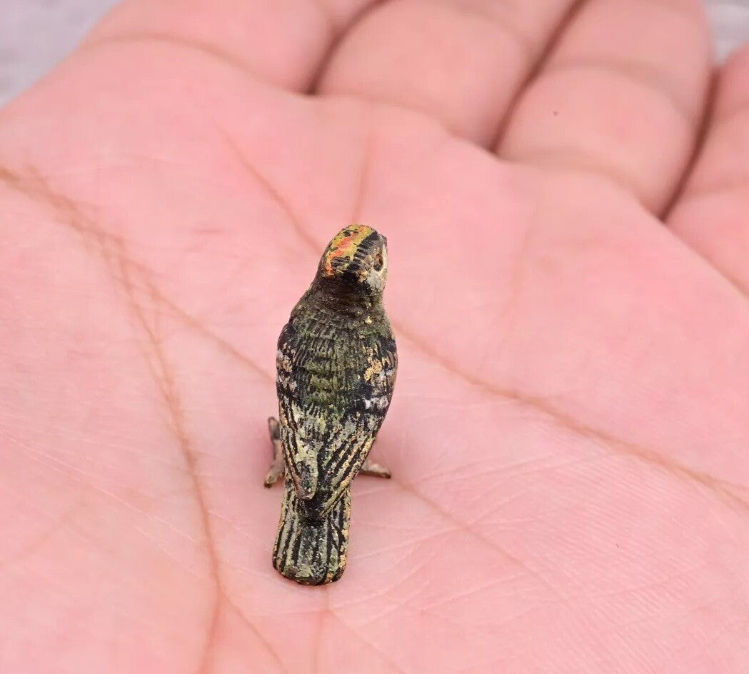 Lovely Antique Austrian Vienna Cold Painted Bronze Figure of Small Green Bird3