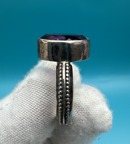 Stunning Royal Purple Faceted Amethyst Gemstone & Sterling Silver Ring2